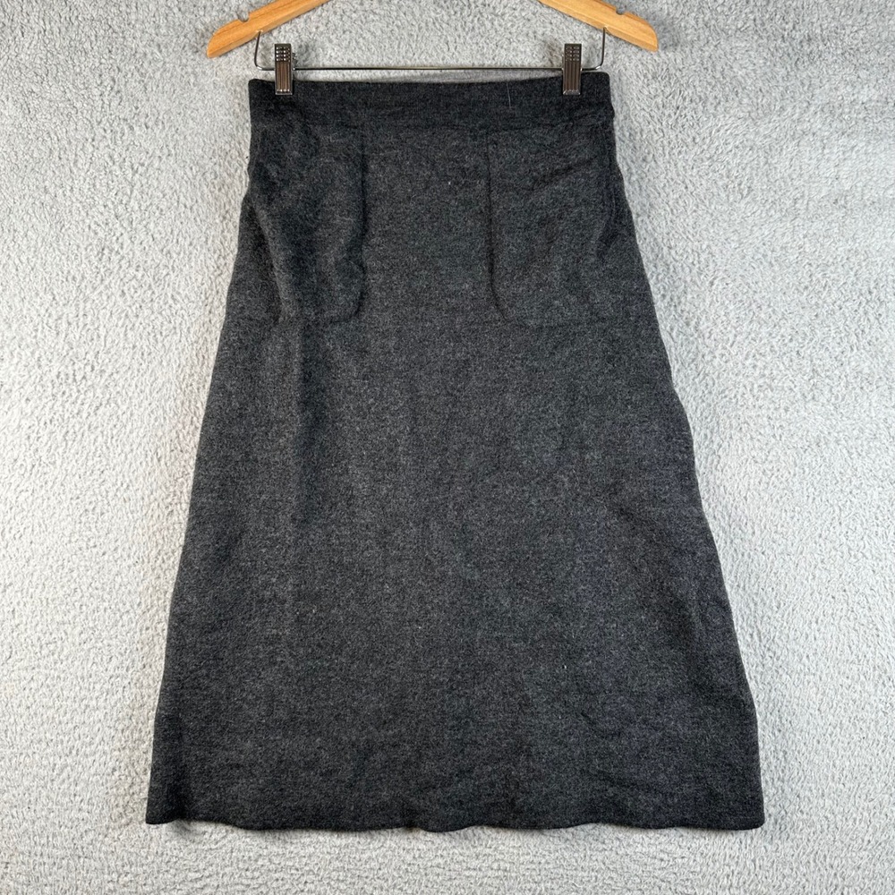 Poetry Gray Wool Blend Skirt Womens 8 Midi A-Line Pockets Cozy Minimalist Office